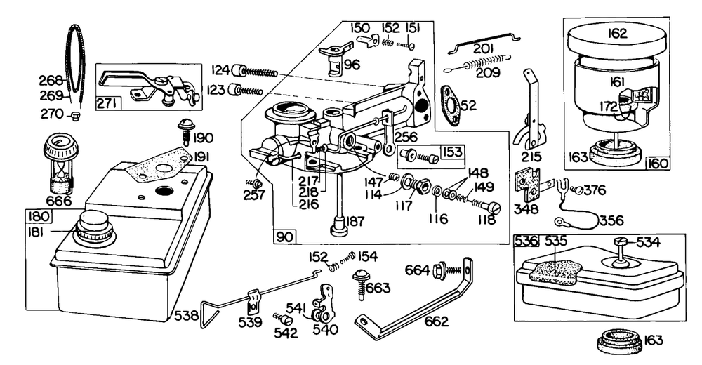 Carburetor Assembly Diagram and Parts List for 80506-0137-XX  Briggs and Stratton Engine